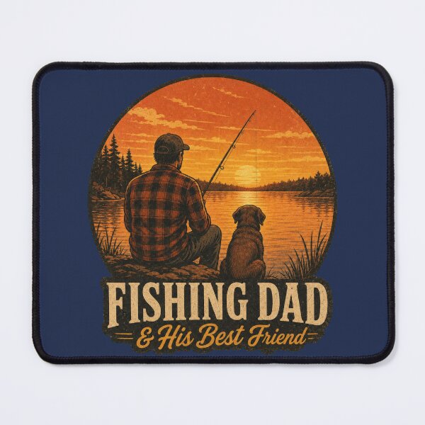 Item preview, Fishing Dad and His Best Friend - Vintage Sunset Fishing Dog Gift designed and sold by bumbledown.