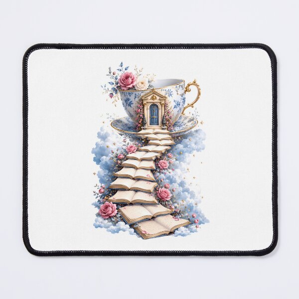 Item preview, Whimsical Teacup House and Book Staircase Pride and Prejudice Art designed and sold by Fenay Designs.