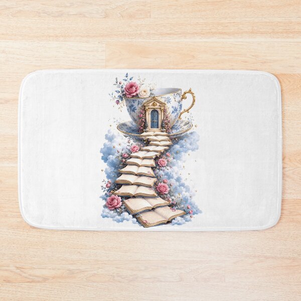Item preview, Whimsical Teacup House and Book Staircase Pride and Prejudice Art designed and sold by Fenay Designs.