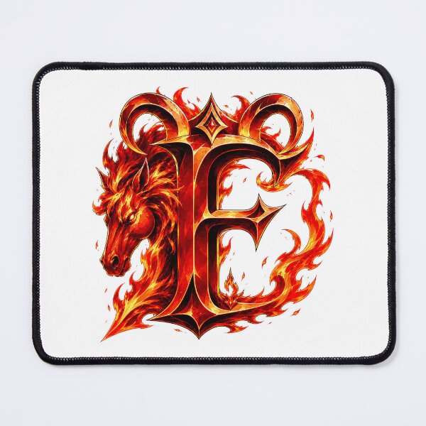 Item preview, Aries Emberstallion Flameglyph Letter F designed and sold by BlissBlvdShop.