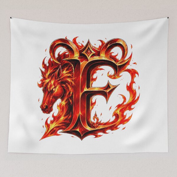 Item preview, Aries Emberstallion Flameglyph Letter F designed and sold by BlissBlvdShop.