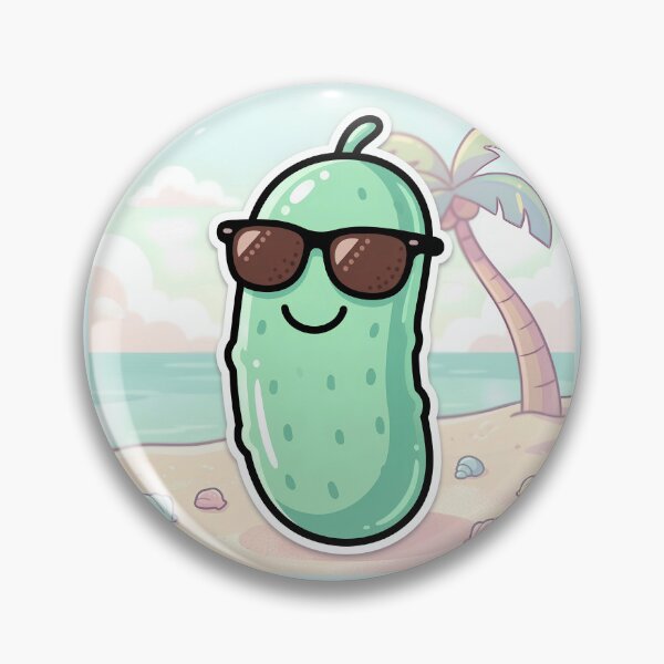 Item preview, Cute Sticker Style Pickle on Beach - Funny Dill With It Summer Sunglasses designed and sold by Basma Designs | Funny Shirts, Stickers & Mugs.