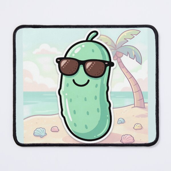 Item preview, Cute Sticker Style Pickle on Beach - Funny Dill With It Summer Sunglasses designed and sold by Basma Designs | Funny Shirts, Stickers & Mugs.