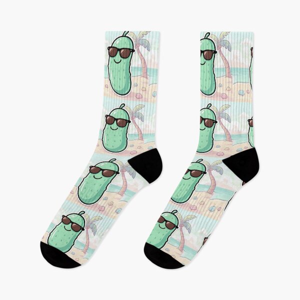 Item preview, Cute Sticker Style Pickle on Beach - Funny Dill With It Summer Sunglasses designed and sold by Basma Designs | Funny Shirts, Stickers & Mugs.