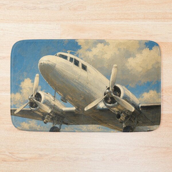 Item preview, Vintage Twin-Engine Propeller Airliner Landing Illustration designed and sold by EMairplanes.