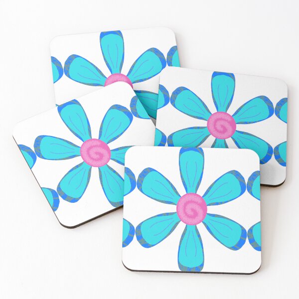 Item preview, Turquoise Blue Pink Floral Pattern Seamless Border designed and sold by MigWhimsy.