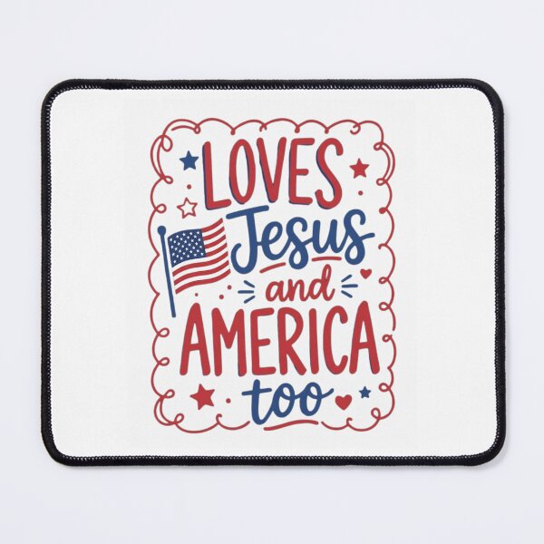 Item preview, Loves Jesus and America Too Patriotic Christian American Flag designed and sold by haitrieuic96.