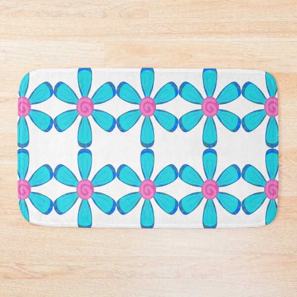 Item preview, Turquoise Blue Pink Floral Pattern Seamless Border designed and sold by MigWhimsy.