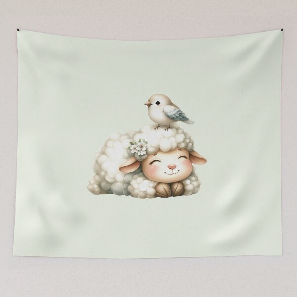 Item preview, Happy Little Lamb and Bird designed and sold by VibeShift Studio.