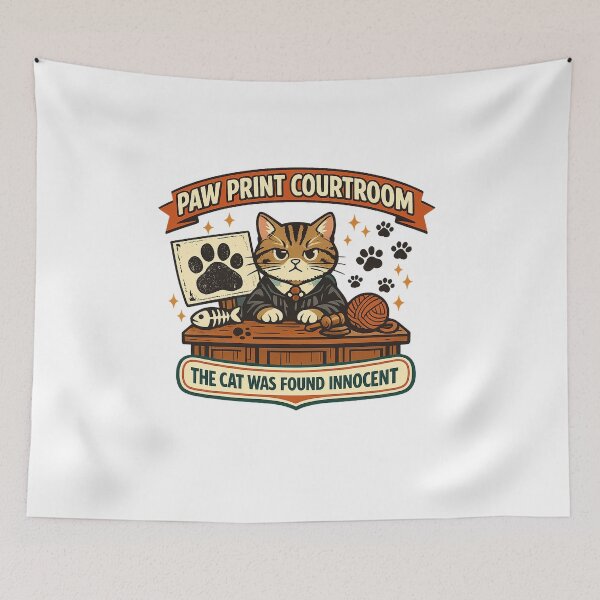Item preview, Paw Print Courtroom Funny Cat Judge designed and sold by Concrete Coffee Studio.