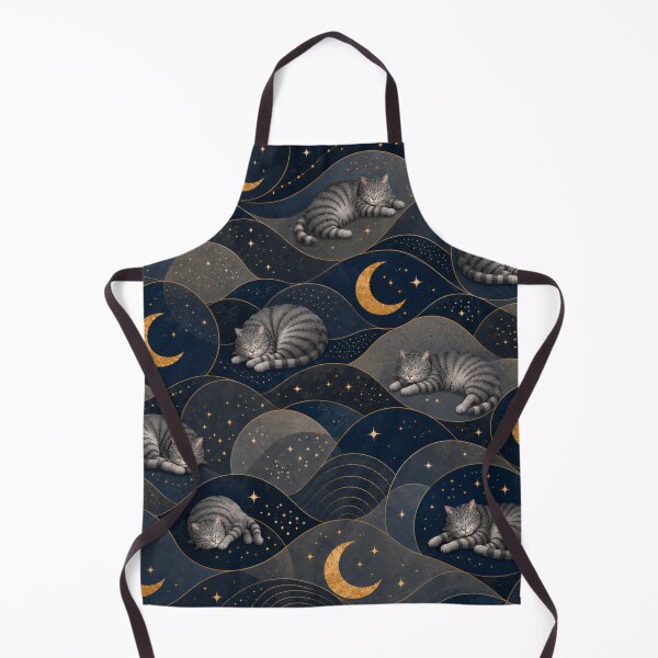 Item preview, Sleeping Gray Tabby Cat Moonlit Waves Pattern designed and sold by Mindworx21.
