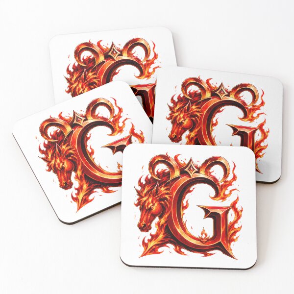 Item preview, Aries Emberstallion Flameglyph Letter G designed and sold by BlissBlvdShop.