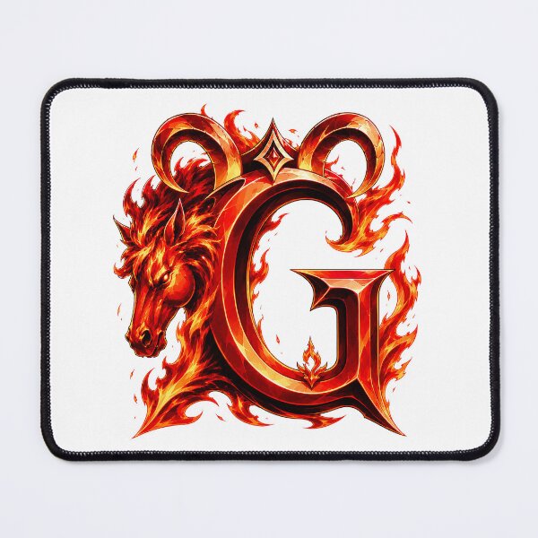 Item preview, Aries Emberstallion Flameglyph Letter G designed and sold by BlissBlvdShop.