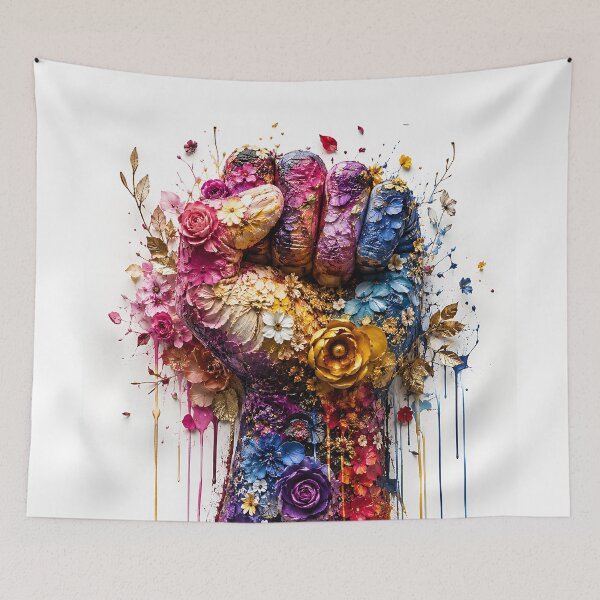 Item preview, Floral Fist Power Colorful Botanical Strength Art designed and sold by Aureva Arts Shop.
