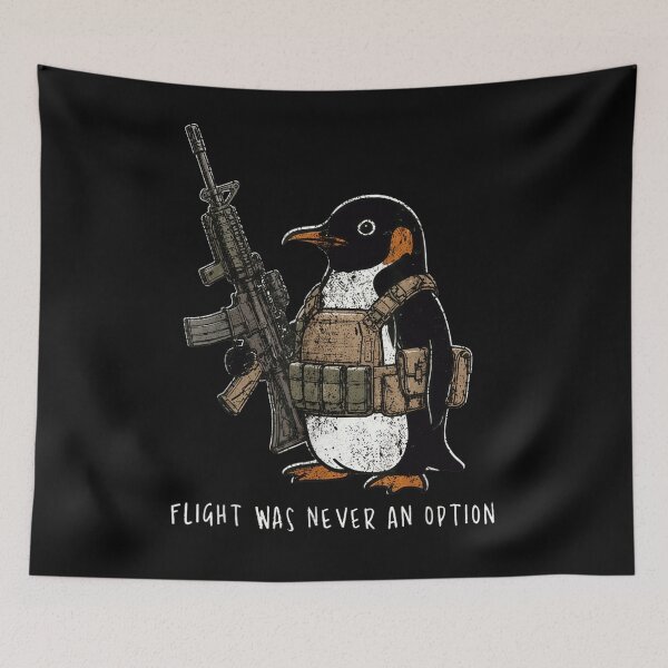 Item preview, Flight Was Never An Option Funny Tactical Penguin Military Vest Weapon Meme Shirt designed and sold by YubitaLeLe.