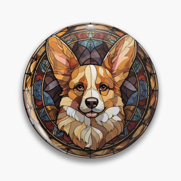 Item preview, Dilute Sable Corgi Dog Stained Glass Leadlight Artistic Design Mom Dad designed and sold by rafaeltto.