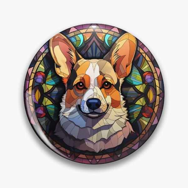 Item preview, Dilute Tricolor Corgi Dog Stained Glass Leadlight Artistic Design Mom Dad designed and sold by rafaeltto.