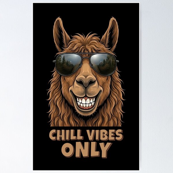Item preview, Chill Vibes Only Funny Lama Sunglasses Retro Graphic designed and sold by DigitalArtx-com.