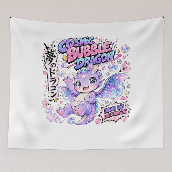 Item preview, Cosmic Bubble Dragon – Cute Kawaii Manga Monster designed and sold by BadMary.