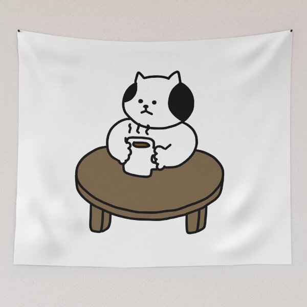Item preview, a Cat with a cup of coffee designed and sold by superbaechoo.
