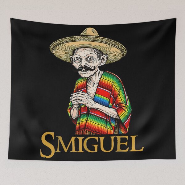 Item preview, Smiguel Funny Mexican Gollum Parody Sombrero Poncho Mustache Fantasy Meme T Shirt designed and sold by YubitaLeLe.