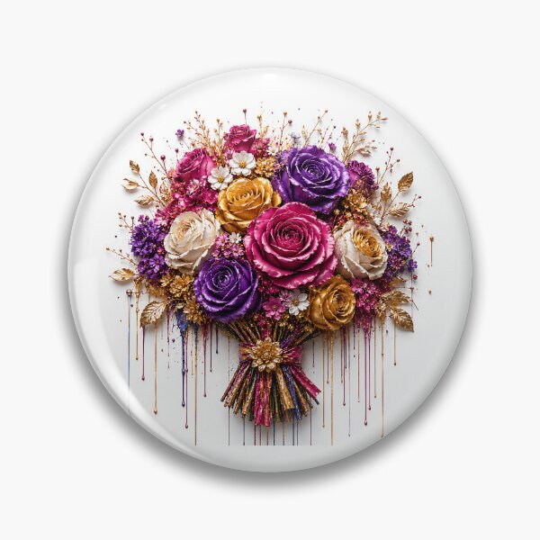 Item preview, Golden Luxe Rose Bouquet — Dripping Paint Floral Art designed and sold by Aureva Arts Shop.