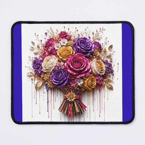 Item preview, Golden Luxe Rose Bouquet — Dripping Paint Floral Art designed and sold by Aureva Arts Shop.