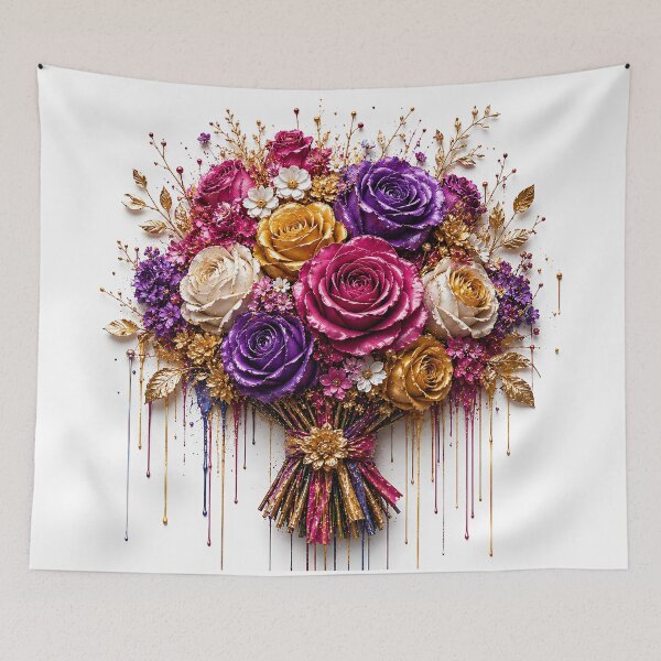 Item preview, Golden Luxe Rose Bouquet — Dripping Paint Floral Art designed and sold by Aureva Arts Shop.