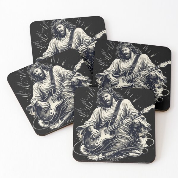 Item preview, Rockstar Jesus Shredding Guitar - Funny Christian Rock Metal Band Art designed and sold by haitrieuic96.