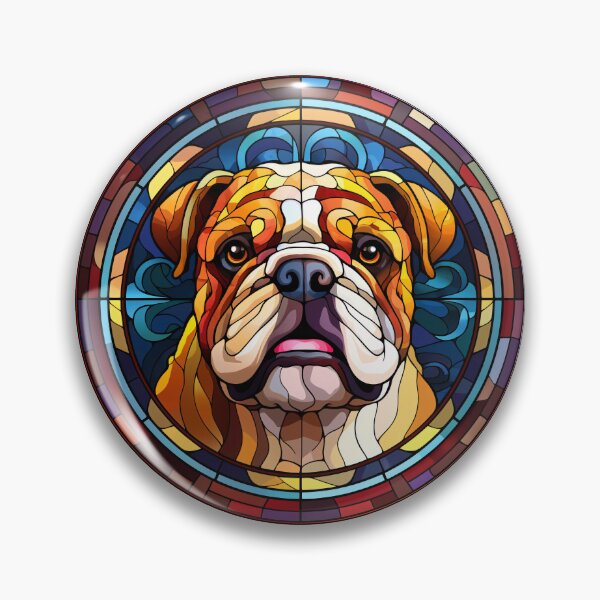 Item preview, English Bulldog Stained Glass Leadlight Artistic Design Mom Dad designed and sold by rafaeltto.