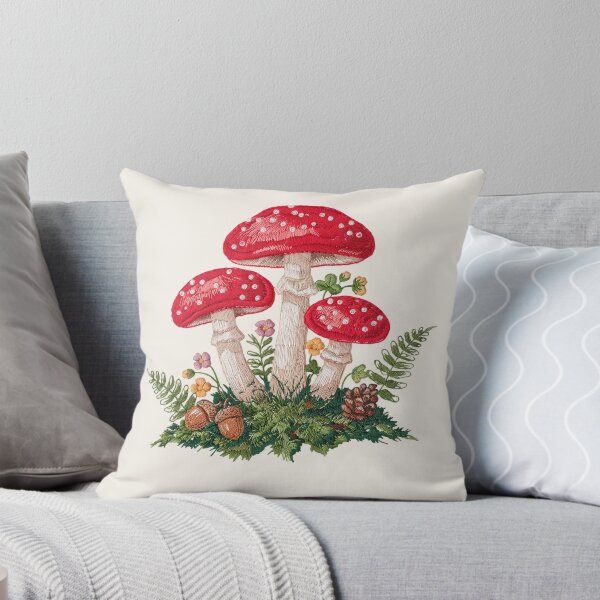 Item preview, Embroidered Fly Agaric Mushrooms – Cottagecore Forest Botanical Nature Art designed and sold by PatsiRose.