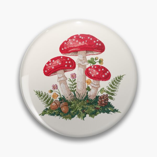 Item preview, Embroidered Fly Agaric Mushrooms – Cottagecore Forest Botanical Nature Art designed and sold by PatsiRose.