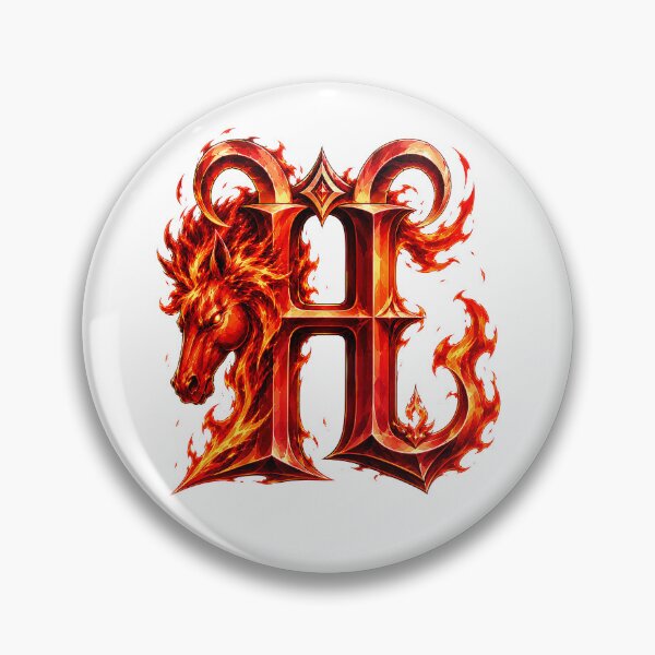 Item preview, Aries Emberstallion Flameglyph Letter H designed and sold by BlissBlvdShop.