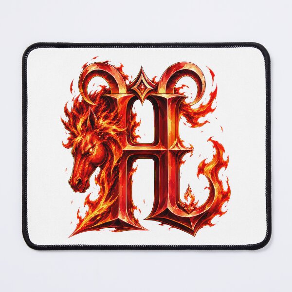 Item preview, Aries Emberstallion Flameglyph Letter H designed and sold by BlissBlvdShop.