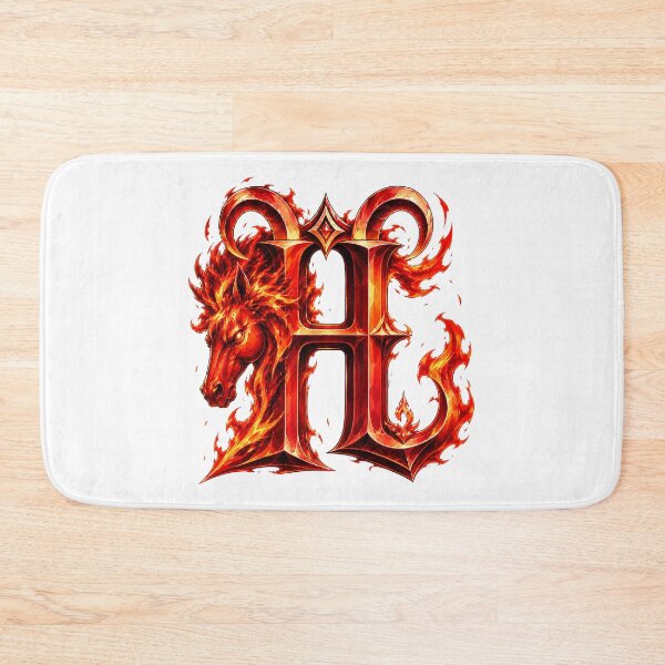 Item preview, Aries Emberstallion Flameglyph Letter H designed and sold by BlissBlvdShop.