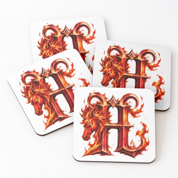 Item preview, Aries Emberstallion Flameglyph Letter H designed and sold by BlissBlvdShop.