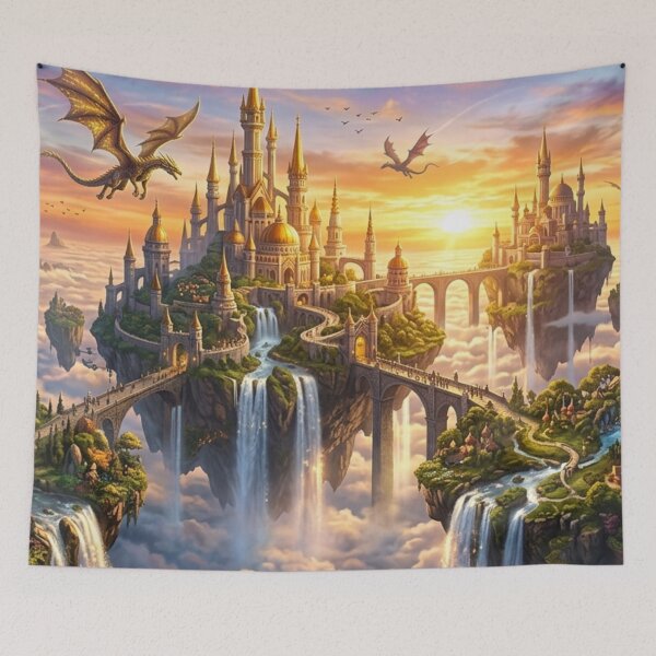 Item preview, Fantasy Floating Kingdom with Dragons designed and sold by FashioonTrends.