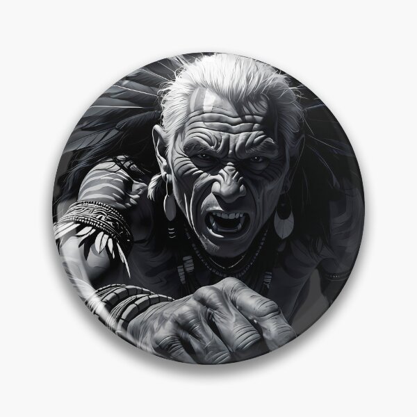 Item preview, Fierce Tribal Warrior - Monochromatic Dark Art Warrior Chief designed and sold by Structure-Blue.