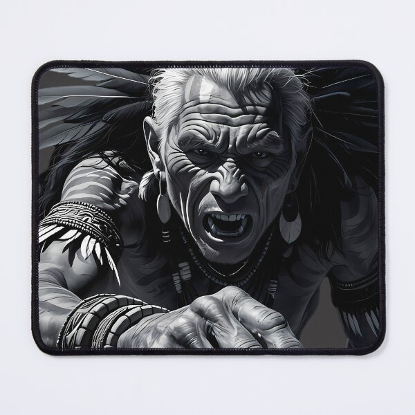 Item preview, Fierce Tribal Warrior - Monochromatic Dark Art Warrior Chief designed and sold by Structure-Blue.