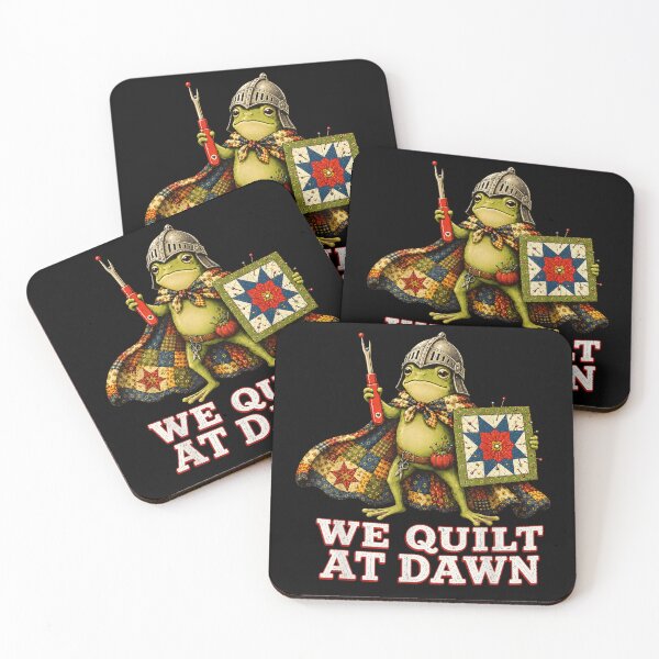 Item preview, We Quilt At Dawn Cute Frog Knight Sewing Quilting Humor Novelty Art T Shirt designed and sold by LittleNhutton.