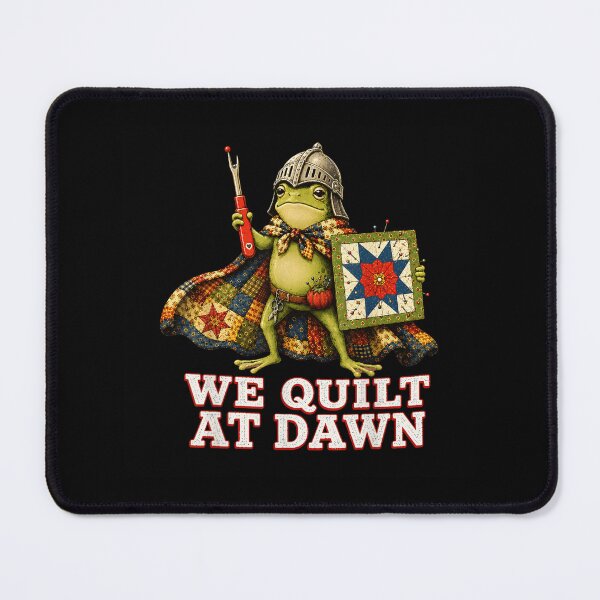 Item preview, We Quilt At Dawn Cute Frog Knight Sewing Quilting Humor Novelty Art T Shirt designed and sold by LittleNhutton.