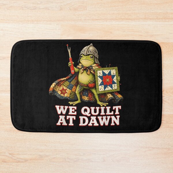 Item preview, We Quilt At Dawn Cute Frog Knight Sewing Quilting Humor Novelty Art T Shirt designed and sold by LittleNhutton.