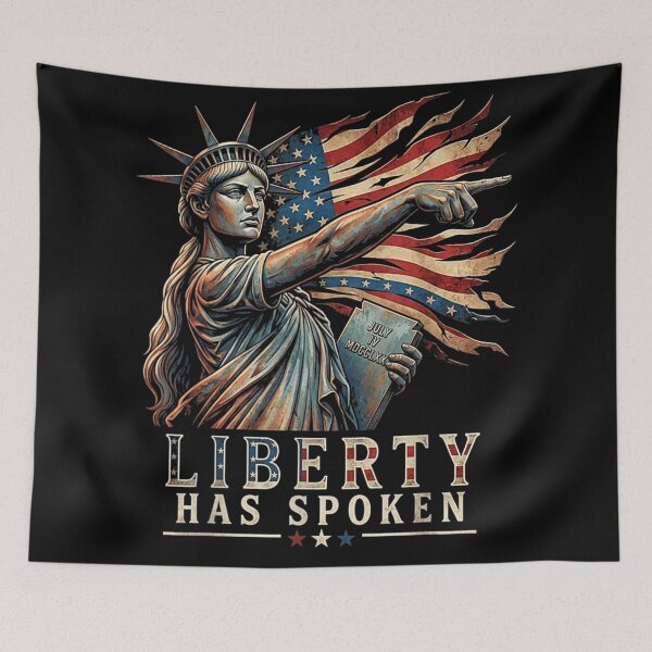 Item preview, Liberty Has Spoken Patriotic Statue of Liberty American Flag Fourth of July Shirt designed and sold by LittleNhutton.
