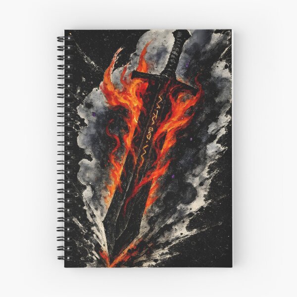 Item preview, Emberfall Greatsword — Fire Magic Sumi-e Ink Fantasy Art Print designed and sold by MouradStudio.