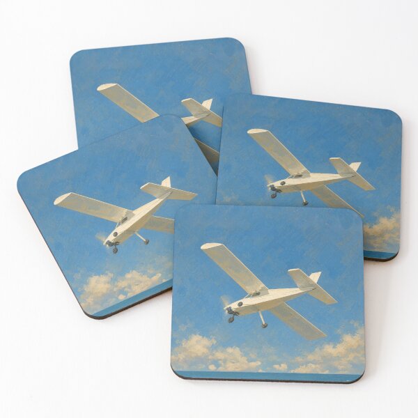 Item preview, Light Single-Engine Airplane Flying Over the Ocean Illustration designed and sold by EMaviation_.