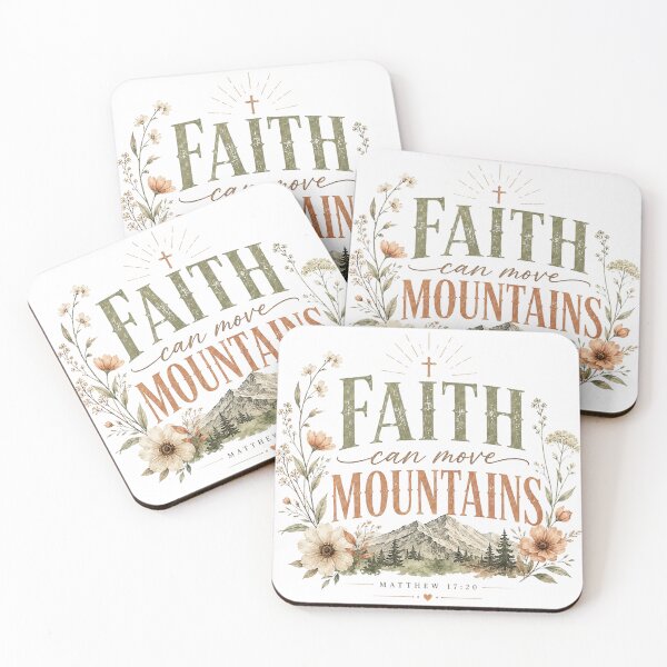 Item preview, Faith Can Move Mountains Christian Bible Verse Floral Design designed and sold by Omanut Studio — By Ashwin..