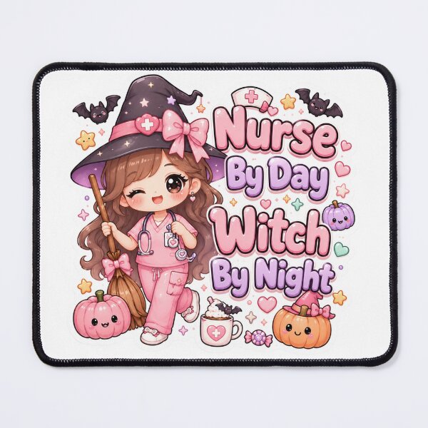 Item preview, Nurse by Day Witch by Night Cute Spooky Kawaii Halloween designed and sold by TheHappyCatStudio.