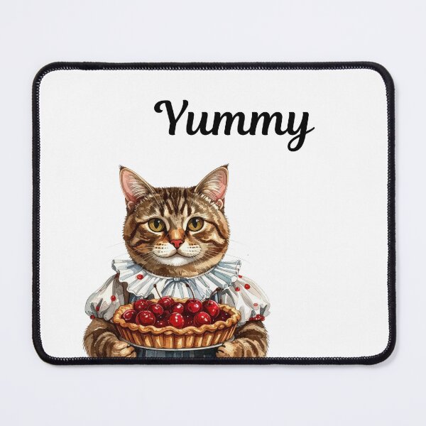 Item preview, Yumm Cute Cat with Cherry Pie – Funny Food Lover Kitty Design designed and sold by EVESTUDIOART.