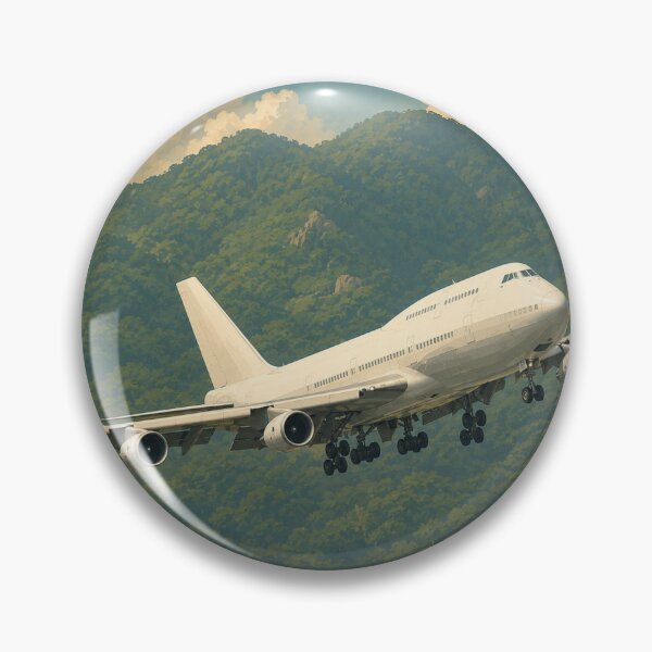Item preview, Wide-Body Four-Engine Passenger Airplane Flying Over Tropical Mountains Illustration designed and sold by EMairplanes.