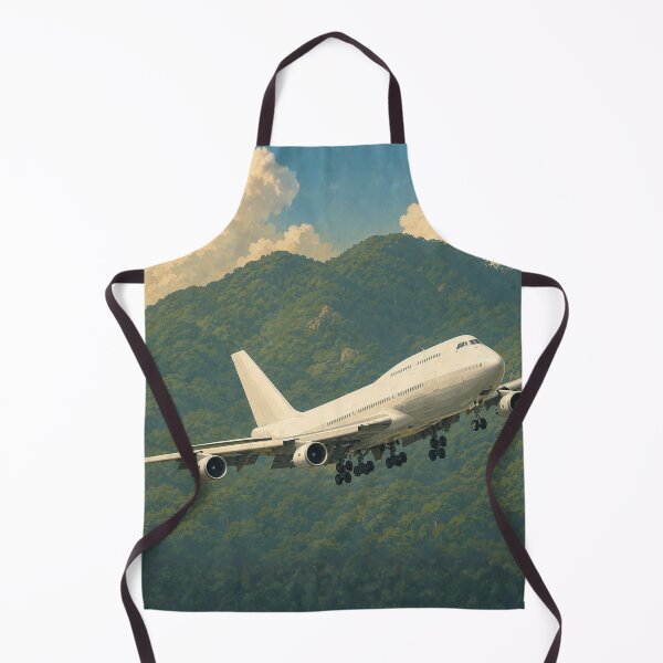 Item preview, Wide-Body Four-Engine Passenger Airplane Flying Over Tropical Mountains Illustration designed and sold by EMaviation_.